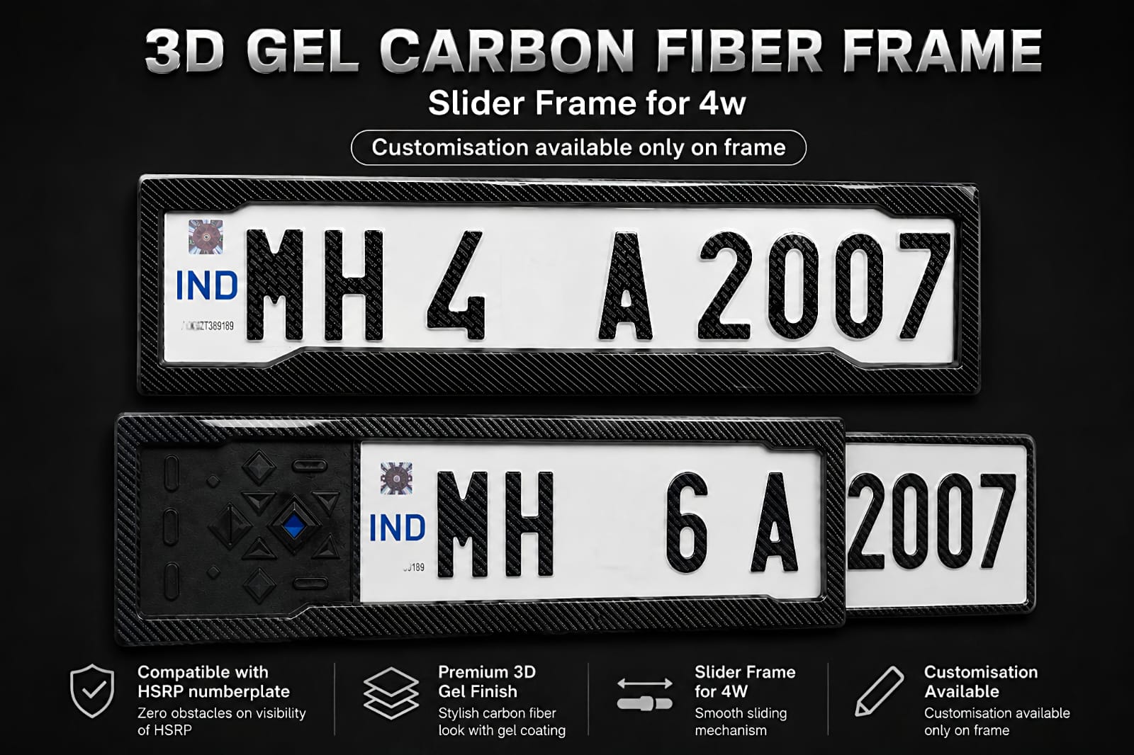 3D Gel Carbon Fiber Slider Frame for 4W