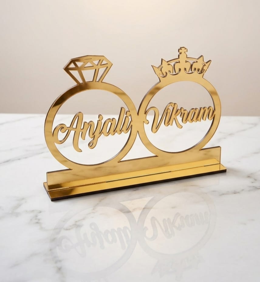 Custom Gold Mirror Acrylic Couple Nameplate