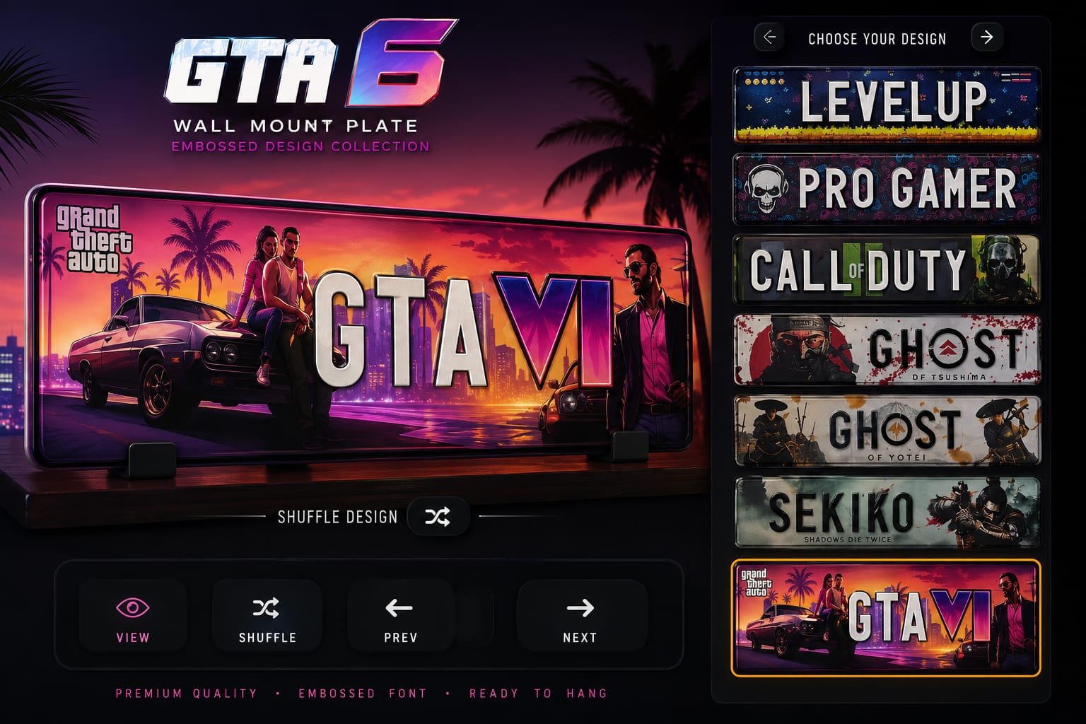 GTA VI Embossed Wall Mount Plate